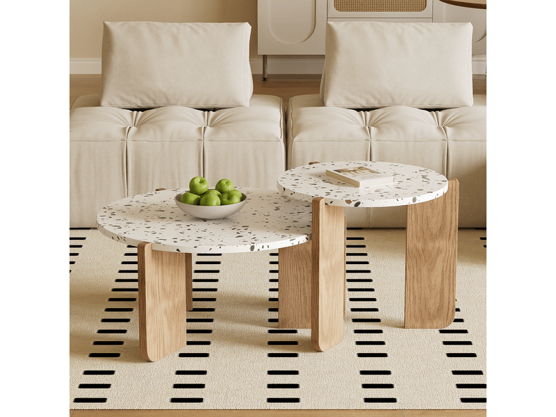  Table basse modulable moderne – ensemble 2 pièces, table d’appoint pour salon, canapé et balcon  - Conforama D