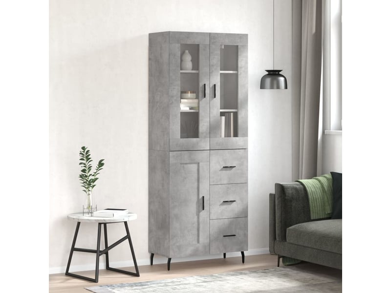  Buffet haut - bahut - meuble de rangement gris béton 69,5x34x180 cm bois d'ingénierie  - Conforama B