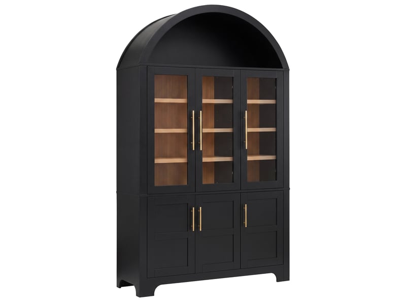  Buffet haut 6 portes avec niche arquée 110x40x185 cm noir  - Conforama R