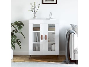 Buffet - bahut - meuble de rangement blanc brillant 69,5x34x90 cm bois d'ingénierie