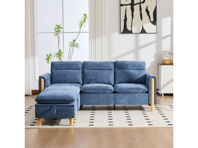 Canapé d'angle 3 places avec méridienne réversible 201 cm - style scandinave pour petit salon - Conforama B