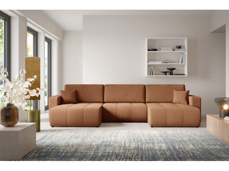  Canapé d'angle convertible molinio u orange  - Conforama B