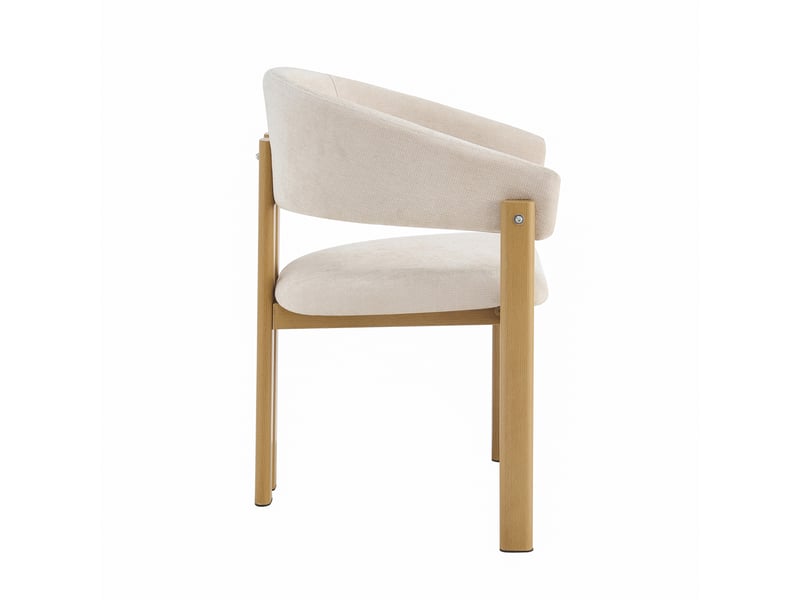  Chaise salle à manger lot de 2, modèle wood metal, couleur bois naturel, tissu lin respirant  - Conforama E