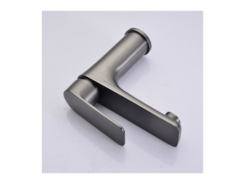  Robinet de lavabo à levier unique en acier inoxydable, robinet plat à trou unique en bronze plaqué gris - sans tuyau  - Conforama B
