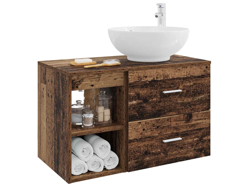 Ensemble de mobilier de salle de bain 2 pcs bois ancien shl8740 - Conforama C