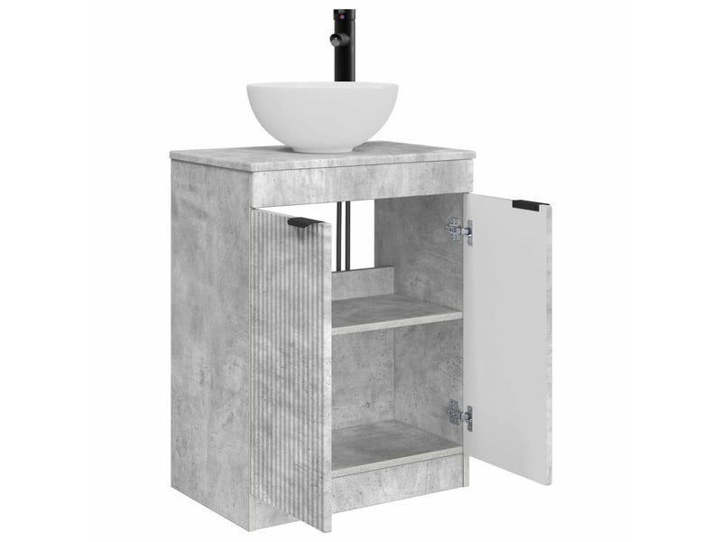  Meuble salle de bain avec évier, meuble de rangement gris béton 54x35x83 cm shl8527  - Conforama D