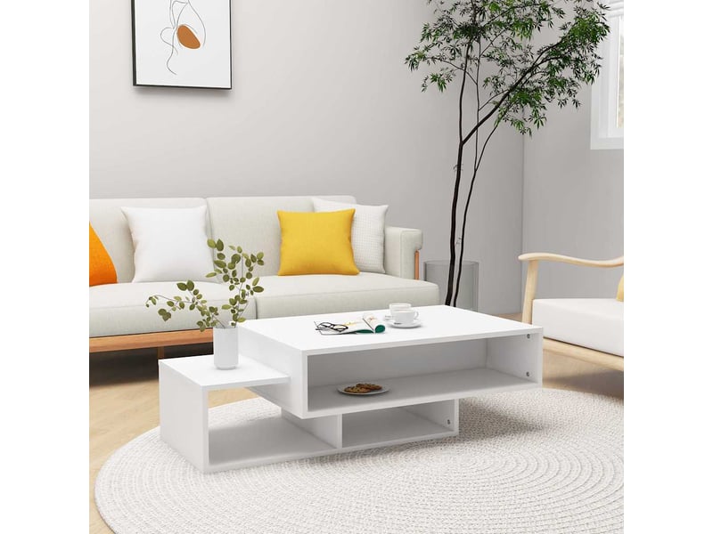  Table basse rectangulaire | table de salon blanc 105x55x32 cm bois d’ingénierie  - Conforama B