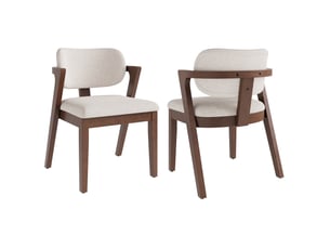 Lot de 2 chaises de salle à manger 56x57.5x79 cm structure en hévéa massif revêtement effet lin décor noyer et beige avoine