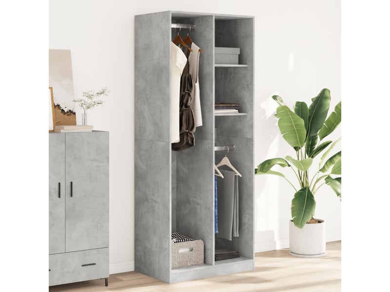 Garde-robe, armoire de rangement gris béton 80x50x200 cm bois d'ingénierie shl48125  - Conforama C