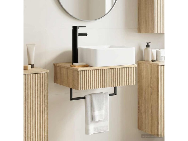  Basin de lavage mural, lavabo chêne sonoma 53x35x39 cm  - Conforama B