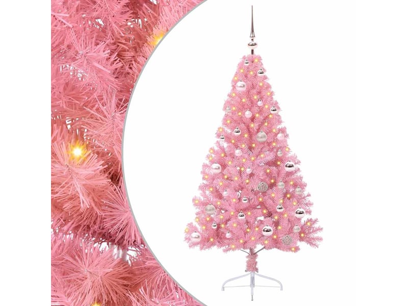  Sapin de noël artificiel, arbre de noël pré-éclairé rose 150 cm pvc shl6662  - Conforama B