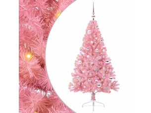 Sapin de noël artificiel, arbre de noël pré-éclairé rose 150 cm pvc shl6662