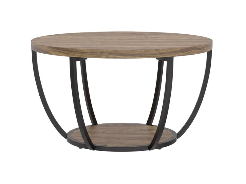  Table basse ronde 2 niveaux avec rangement 80 cm homvra  - Conforama A