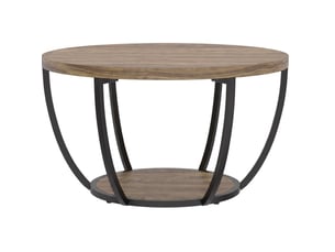 Table basse ronde 2 niveaux avec rangement 80 cm homvra