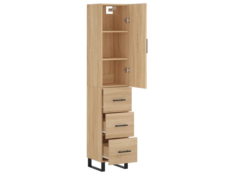  Buffet haut - bahut - meuble de rangement chêne sonoma 34,5x34x180 cm bois d'ingénierie  - Conforama D