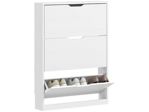 Meuble à chaussures 3 tiroirs rabattables 12 paires blanc 80 x 17 x 108 cm