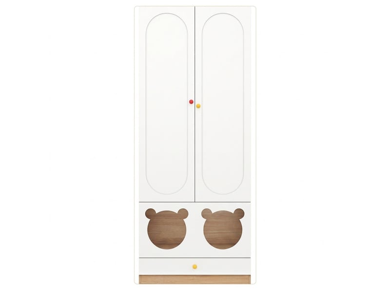  Armoire pour enfant avec penderie et compartiments blanc et bois 80 x 50 x 200 cm  - Conforama A