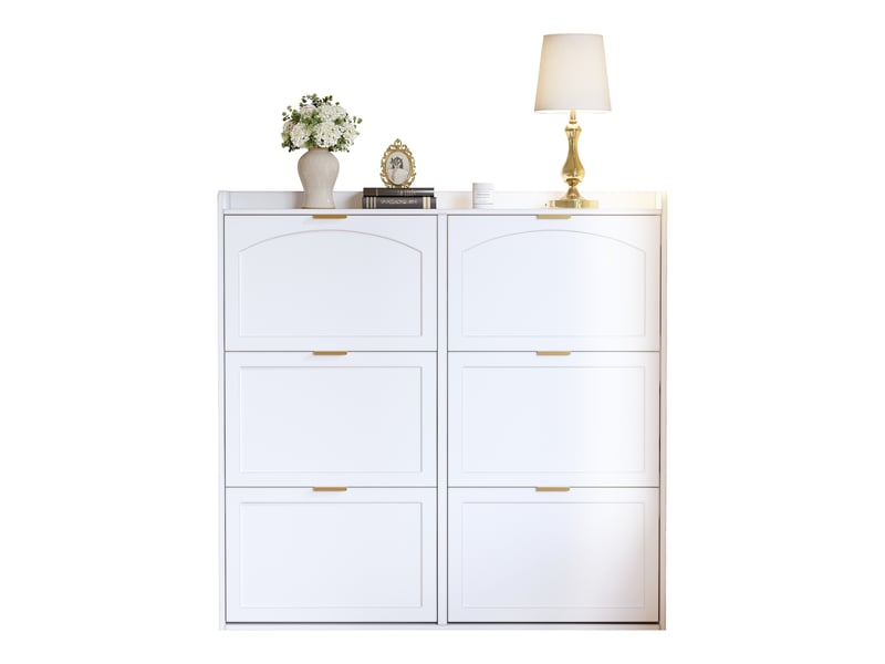  Meuble à chaussures 6 abattants en panneau de particules et mdf blanc 120 x 23 x 118 cm N657P36344950W - Conforama A