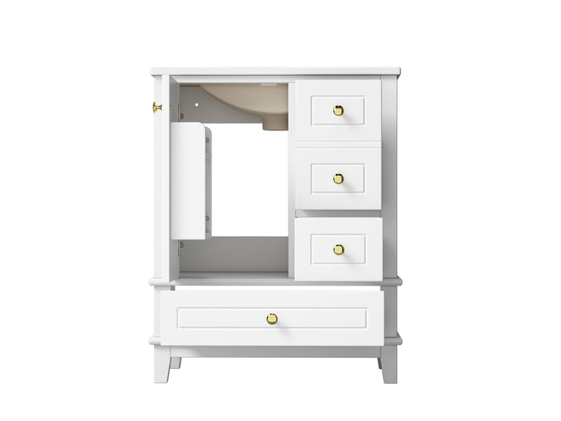  Meuble sous vasque 61 x 47 cm - blanc - 3 tiroirs, porte soft close et vasque en céramique incluse  - Conforama D