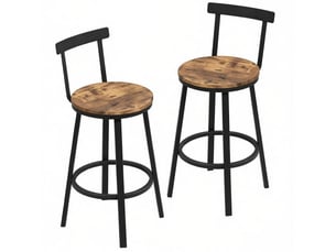 Lot de 2 tabourets de bar 65 cm en mdf et métal brun rustique