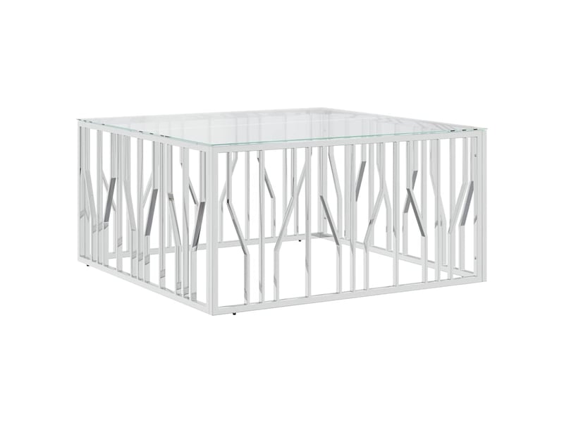  Table basse - table de salon - table à thé 100x100x50 cm acier inoxydable et verre  - Conforama A