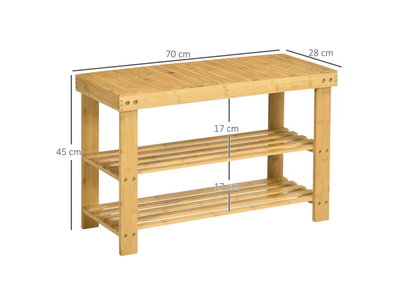  Banc à chaussures 70x28x45 cm 3 niveaux naturel  - Conforama E