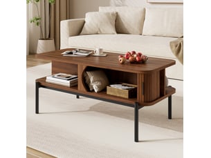 Table basse rectangulaire coloris bois foncé <strong>WISHDOR</strong> <strong></strong> - 45 cmx100 cm