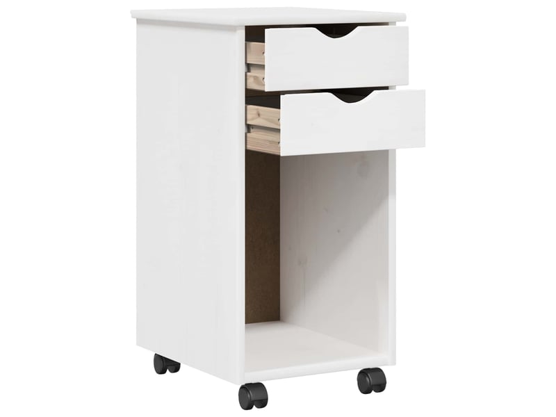  Caisson roulant de bureau, meuble de rangement 34 x 39 x 65,5 cm pin massif blanc  - Conforama D