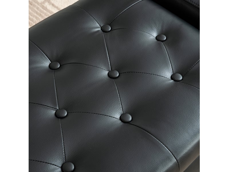  Banc coffre 122 x 45 x 47 cm noir en simili cuir pu, assise capitonnée et rangement intérieur pratique  - Conforama E