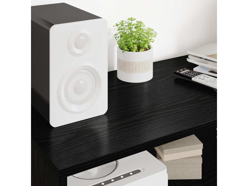  Meuble tv - banc tv - meuble de rangement 100 x 35 x 40 cm chêne noir bois d'ingénierie  - Conforama D