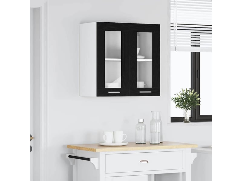  Meuble de rangement cuisine, armoire suspendue chêne noir 60x31x60cm bois d'ingénierie  - Conforama D