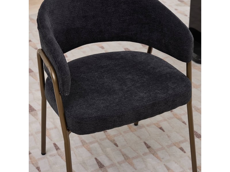  Chaise de salle à manger avec accoudoirs en tissu chenille, pieds en métal W3223P435434 - Conforama E