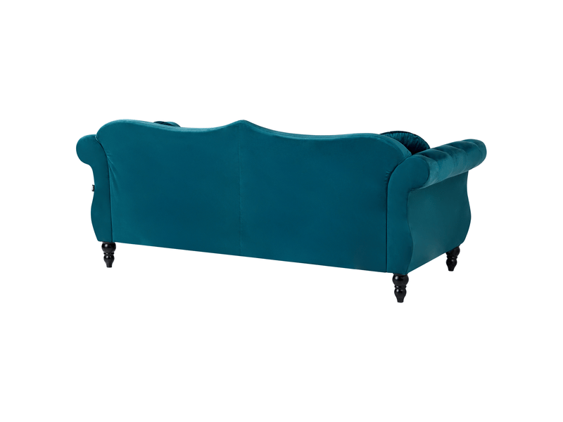 Canapé 3 places skien velours bleu paon  - Conforama E