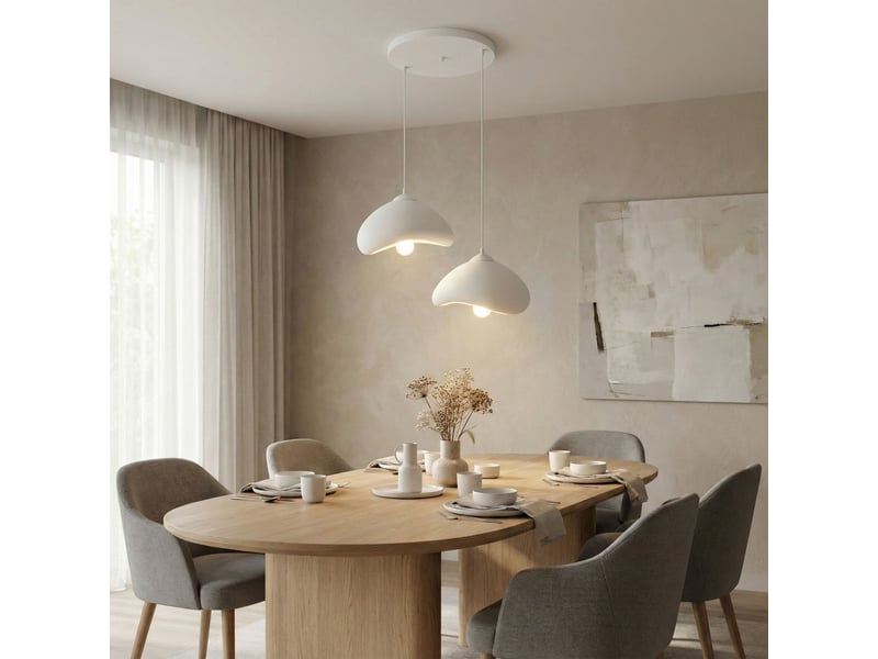  Luminaire design 2 suspensions en fibre de verre blanc leonie  - Conforama B