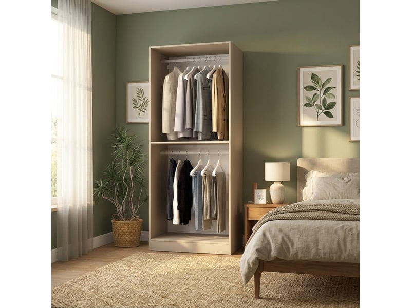  Armoire 2 portes avec barre de penderie myrokium  - Conforama D