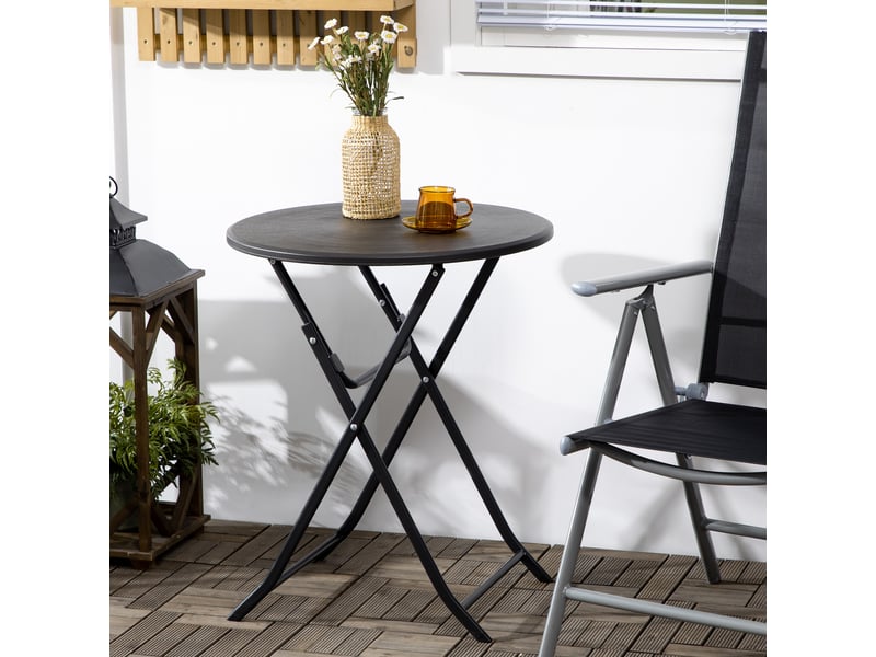  Table basse de jardin ronde acier gris foncé 60x60x73cm  - Conforama C