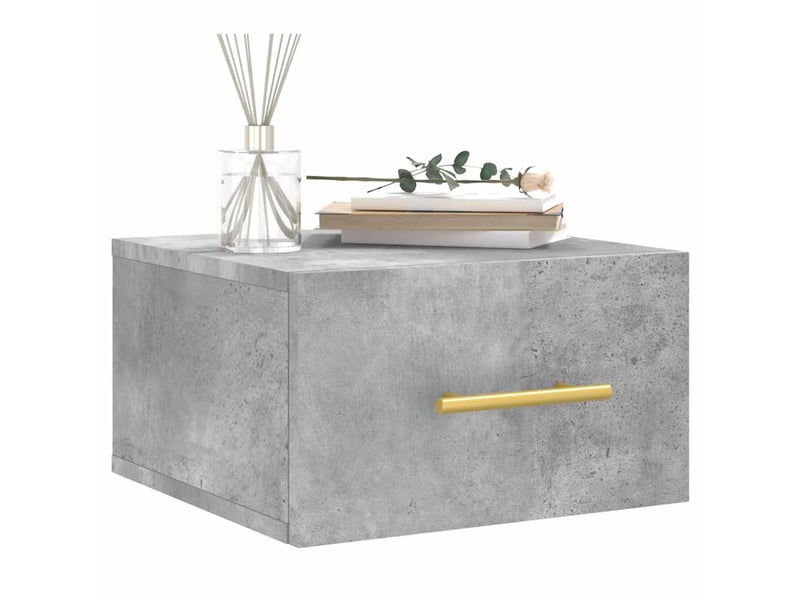  Lot de 2 table de chevet murales, table d'appoint gris béton 35x35x20 cm shl4266  - Conforama C