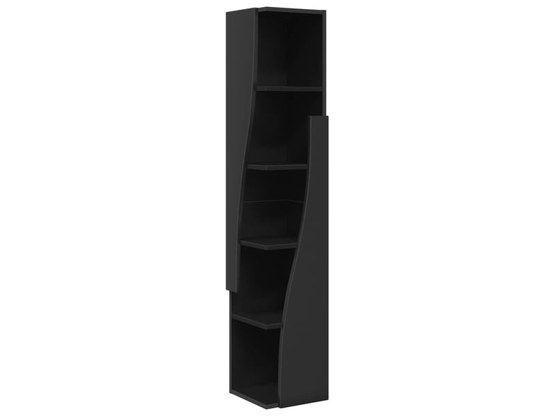  Meuble d'angle, meuble de rangement salon 27,5x27x140cm bois d'ingénierie noir  - Conforama A