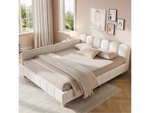 Lit simple 140x190 cm <strong>OKMYHOME</strong>  <strong></strong> coloris beige