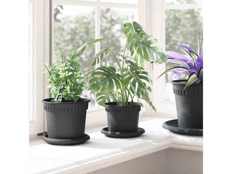  Jardinière - pots de plantes 24 pcs noir plastique  - Conforama D