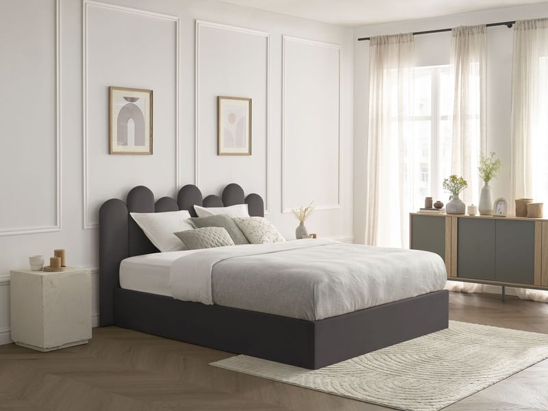  Bobochic lit coffre badja velours gris foncé 160x200 BADJA - Conforama B