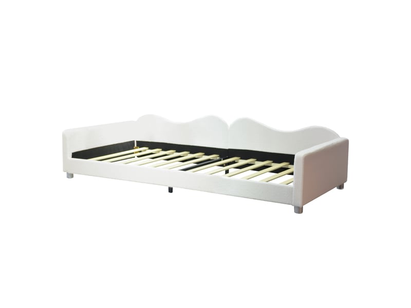  Lit rembourré en tissu teddy blanc 95x214,5 cm  - Conforama A