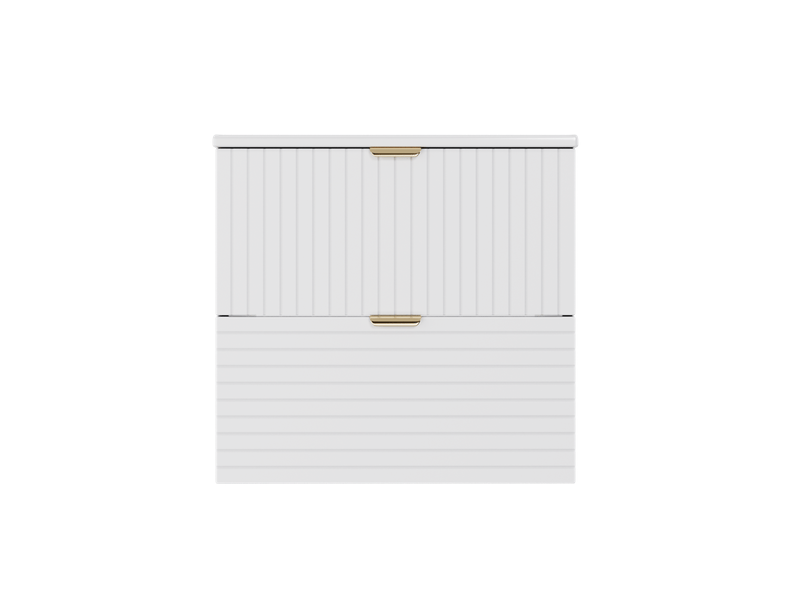  Meuble vasque suspendu 61x46x57 cm, mdf laqué blanc, 2 tiroirs silencieux  - Conforama A