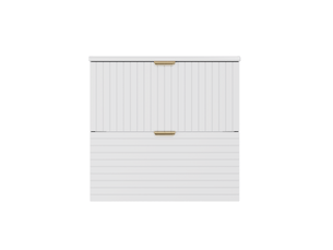 Meuble vasque suspendu 61x46x57 cm, mdf laqué blanc, 2 tiroirs silencieux