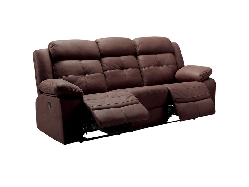  Canapé 3 places relax électrique tissu aspect peau chocolat - adolis ADOLIS - Conforama C