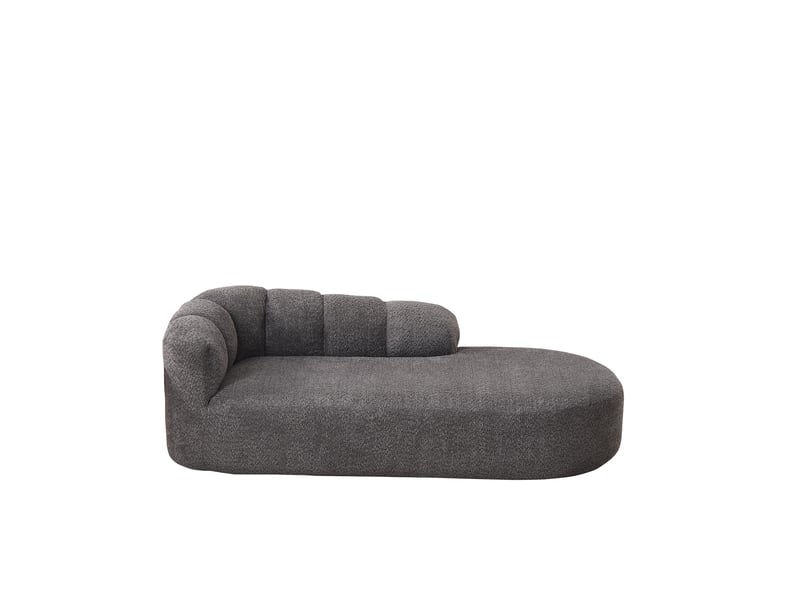 Fauteuil 1 place - 204x87x66 cm - canapé méridienne tissu chenille avec dossier vague - gris - Conforama A