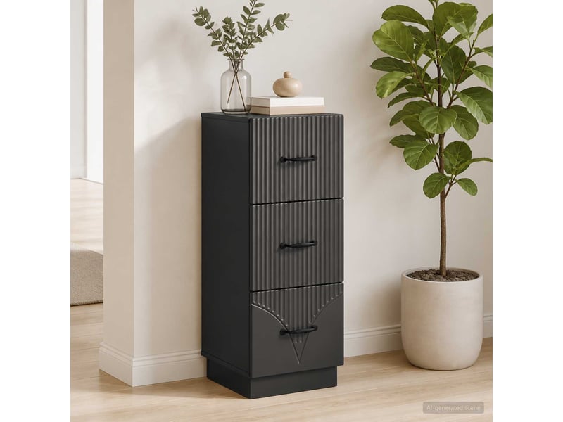 Armoire de rangement bureau, armoire à tiroirs 33 x 34.5 x 87 cm bois d'ingénierie noir - Conforama D