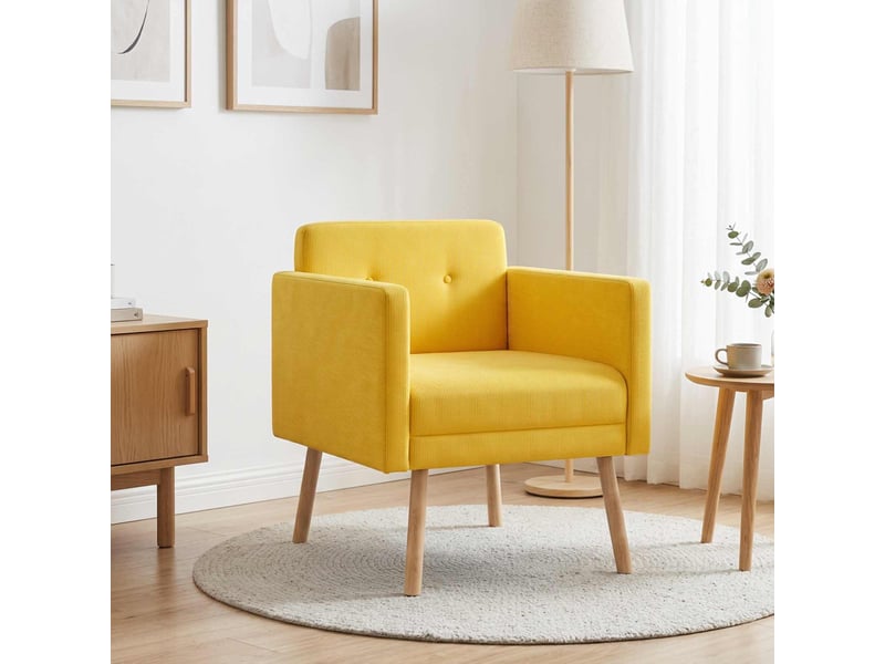  Vidaxl chaise d'appoint jaune clair tissu en velours côtelé  - Conforama B