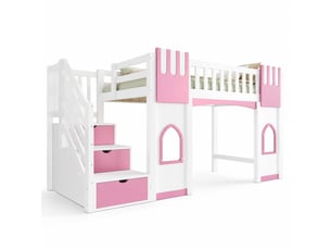 Lit mezzanine 90x200 cm STILVORA   coloris rose