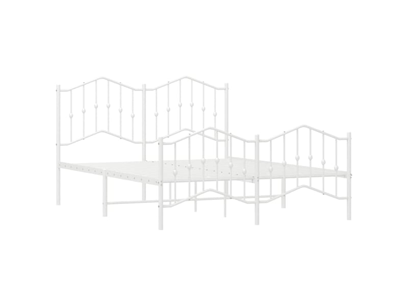  Lit double- lit adulte -  cadre de lit métal sans matelas et pied de lit blanc 135x190 cm  - Conforama D